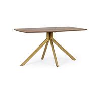 Mesa de comedor 90 x 150 cm diseño vintage de madera y latón Sherman Bizzotto