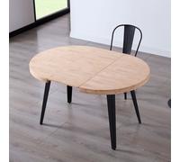 Mesa de comedor Berg extensible diseño redondo 76x100-140-180x100 cm Adec Nordish oak/black 76.00