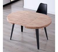 Mesa de comedor Berg extensible diseño redondo 76x100-140-180x100 cm Adec Oak honey/black 76.00