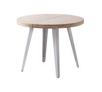 Mesa de comedor Berg extensible diseño redondo 76x120-160-200x120 cm Adec Nordish oak/white