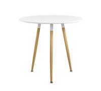 Mesa de comedor camille redonda estilo retro mdf lacado 75 x ø 80 cm - blanco mate [en.casa]