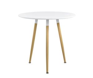 Mesa de comedor camille redonda estilo retro mdf lacado 75 x ø 80 cm - blanco mate [en.casa]