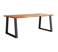 vidaXL Mesa de comedor con borde de madera, 200x90x75 cm, madera maciza de acacia