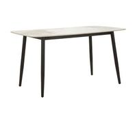 Mauro Ferretti Josh - Mesa de comedor con tablero de mármol de metal negro, 138 x 78 x 76 cm