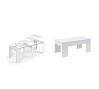 Mesa de Comedor, Consola, Mesa Extensible, Mesa para Salon, recibidor o Cocina, Acabado en Blanco & Mesa de Centro Elevable, Mesita de Salón o Comedor, Modelo LC, Acabado en Color Blanco Artik