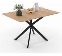 - Mesa de comedor cuadrada ALIX, para 2-6 personas, con base tipo araña, en madera y color , extensible de 80 a 120 cm