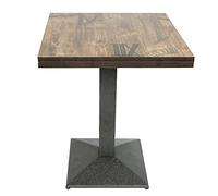 Mesa de comedor cuadrada de una sola pata, estilo europeo, adecuada para 4 personas, de hierro y madera, mesa de cocina, mesa de comedor, mesa de salón, mesa alta 60 x 60 x 75 cm, color marrón