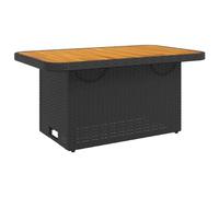 Mesa de comedor de jardín con la parte superior de madera de la acacia, muebles de patio de ratán negro resistente al clima para balcón, terraza, juego de té de café al aire libre con pies ajustables