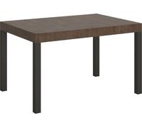 Mesa de comedor extensible 140/400 x 90 cm, diseño Everyday, acabado en nogal, patas en color antracita