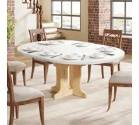 Mesa de comedor extensible, 90-120 cm, mesa redonda/ovalada, mesa de cocina de MDF para 2-8 personas, 75 cm de altura, moderna mesa de comedor para salón, cocina, base de madera cruzada, ahorro de