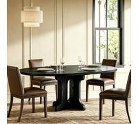 Mesa de comedor extensible, 90-120 cm, mesa redonda/ovalada, mesa de cocina de MDF para 2-8 personas, 75 cm de altura, mesa de comedor moderna para salón, cocina, base de madera cruzada, ahorra