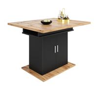 Mesa de comedor extensible con 3 niveles de almacenaje, 110-140L x 70AN x 76AL cm, Negro