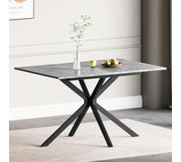 Mesa de comedor extensible con aspecto de hormigón, 120 - 160 x 80 x 73,5 cm para 4 - 8 personas
