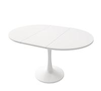 Mesa de comedor extensible con tablero de fibra de densidad media y base redonda, ovalada, grande, blanca, mesa de comedor, mesa de comedor de madera, para restaurante, comedor, cocina