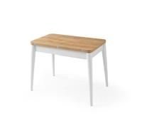 Mesa de Comedor Extensible de Roble y Blanco, 100-120 cm, 100% melamina, Patas de plástico, Elegante y Duradera