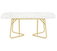 Mesa de comedor extensible, mesa deslizante, mesa moderna, tablero de mesa de MDF, aspecto de mármol