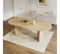 Mesa de comedor extensible para 6-8 personas, diseño de esquina redonda, parte superior gruesa, estilo simple, color roble, 140/180 x 90 cm, perfecta para comedores modernos