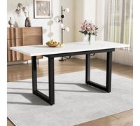 Mesa de comedor extensible Sweiko, L140/180 x W80 x H75, estilo industrial, rectangular, mesa de centro para café y ocio, mesa de comedor moderna y sencilla de hierro, mesa de comedor multifuncional y