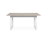 Calicosy - Mesa de comedor extensible - travertino y blanco L160-200 cm - HOUSTON