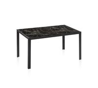 Mesa de comedor fija con sobre de cristal 135x80 cm Lacey Black marble