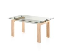 Mesa de comedor fija con sobre de cristal 150 cm Lou Cambria