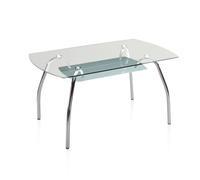 Mesa de comedor fija con sobre de cristal 150x90 cm Ove Crystal - chrome