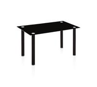 Mesa de comedor fija con sobre de cristal negro y cromo 140x80 cm ake cristal negro - cromo 140 x 75 x cm