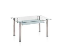 Mesa de comedor fija con sobre de cristal y cromo 140x80 cm tyra cristal - cromo 140 x 75 x cm