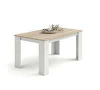 Mesa de comedor fija en blanco artik y roble canadian 140x80 cm naya