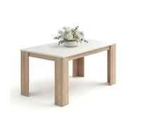 Mesa de comedor fija en roble canadian y blanco artik 140x80 cm naya