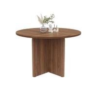 Mesa de comedor fija redonda 120 cm de mdf,nogal