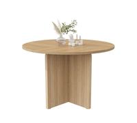 Mesa de comedor fija redonda 120 cm de mdf,roble