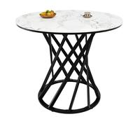 Mesa de comedor fija redonda 80 cm de mdf,blanco+negro