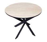Mesa De Comedor Fija Redonda, Modelo Zen, 90 X 90 X 77 Cm, Capacidad Hasta 4 Personas, Materiales Resistentes, Acabado Madera Color Roble Y Borde