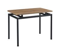 Mesa de comedor hemnes rectangular 4 personas acero mdf 100x60x75 cm - efecto roble negro [en.casa]