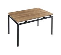 Mesa de comedor hemnes rectangular 4 personas acero mdf 120x70x75 cm - efecto roble negro [en.casa]