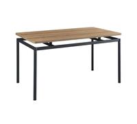 Mesa de comedor hemnes rectangular 6 personas acero mdf 140x80x75 cm - efecto roble negro [en.casa]