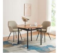 Mesa de comedor hemnes redonda 4 personas acero mdf ø 100x75 cm - efecto roble negro [en.casa]