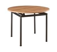 Mesa de comedor hemnes redonda 4 personas acero mdf ø 100x75 cm - efecto roble negro [en.casa]