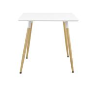 Mesa de comedor hessen cuadrada para 3 personas - mdf lacado / acero 80 x 80 x 74cm - blanco y color haya [en.casa]