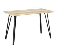 Mesa de comedor HOMCOM de diseño industrial con bandeja grande, tamaño dim. 120L x 60l x 75H cm, patas de metal negras con pines, aspecto MDF, roble cla