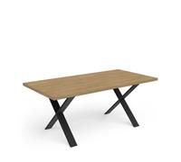 Mesa de comedor industrial con patas metálicas cross vicawu - roble oscuro