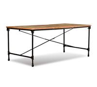 Mesa de Comedor Industrial de Madera Reciclada con Ruedas - Multicolor - 180x90x76 cm - Para Cocina y Comedor