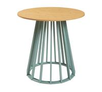 Mesa de comedor lensuu redonda 76xø80 cm - verde pastel/efecto roble [en.casa]