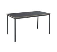 Mesa de comedor lindesberg 6 personas acero mdf 140x80x75 cm - gris negro [en.casa]