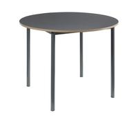 Mesa de comedor lindesberg redonda 4 personas acero mdf ø 100x75 cm - gris negro [en.casa]