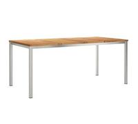 Mesa De Comedor Madera De Teca Sólida Y Acero Inoxidable Vidaxl