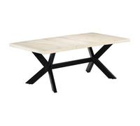 vidaXL Mesa de comedor blanca, 200x100x75 cm, madera maciza de mango
