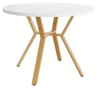 Mesa de comedor - Mesa de cocina - Mesa redonda - Mesa pequeña - Diámetro de 1 metro - Encimera de mármol blanco y gris
