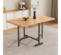 Mesa de comedor moderna y elegante en color natural. Mesa de comedor extensible de 120 cm x 80 cm, plegable y fácil de guardar. Mesa de estilo moderno y minimalista, con estructura de aleación de alta
